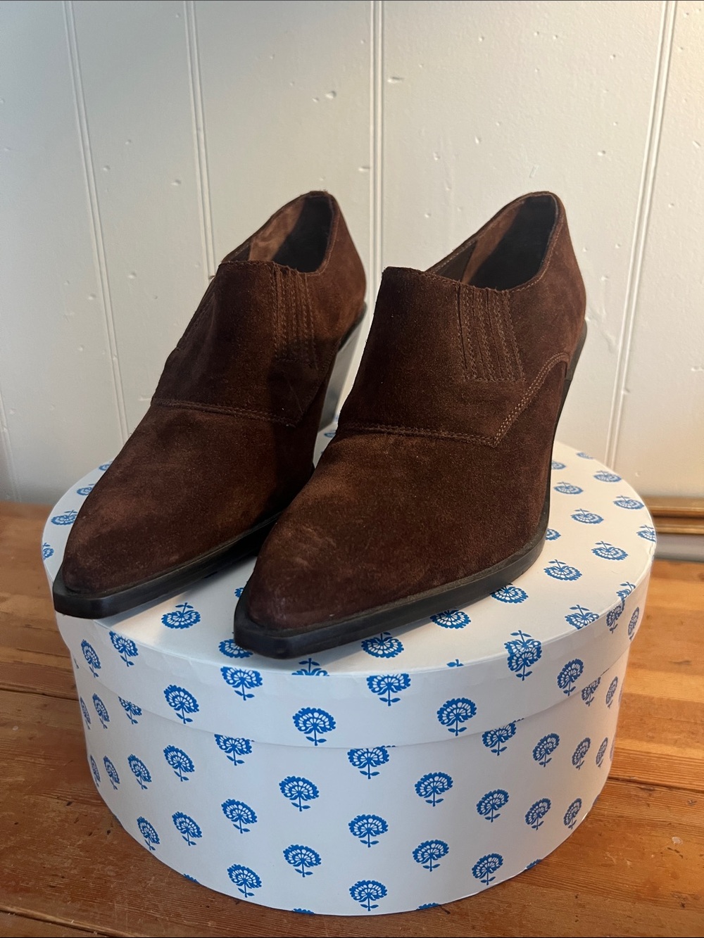 Seychelles Brown Suede Pointed Wedge Booties
